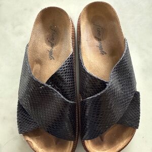 Free People Black Textured Slide Sandals